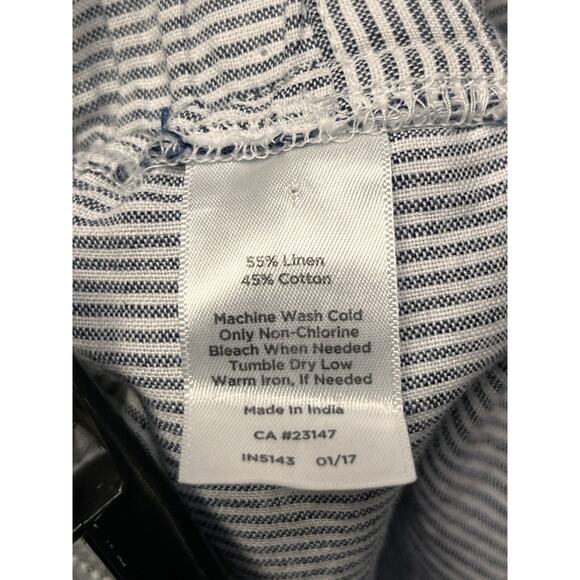 Talbots Linen shorts Womens XS Gray White Striped Drawstring Pull On Pockets - Picture 5 of 8